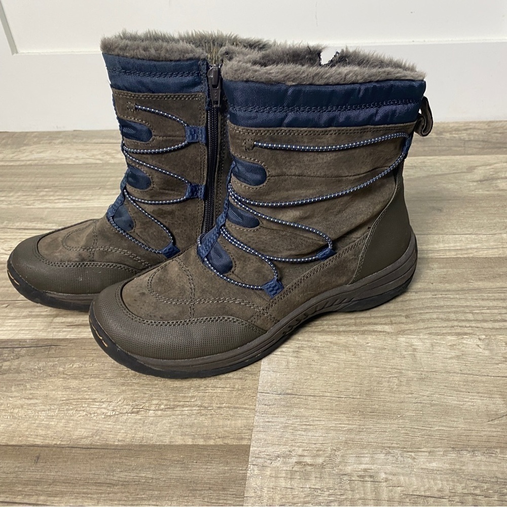 Baretraps Rusty Women's Gray Leather Faux Fur Lining Boots Stay Dry System 10M